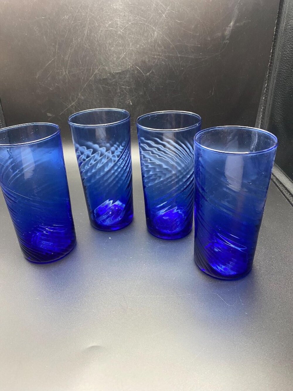 Cobalt Swirl Tea Glasses Set of 4